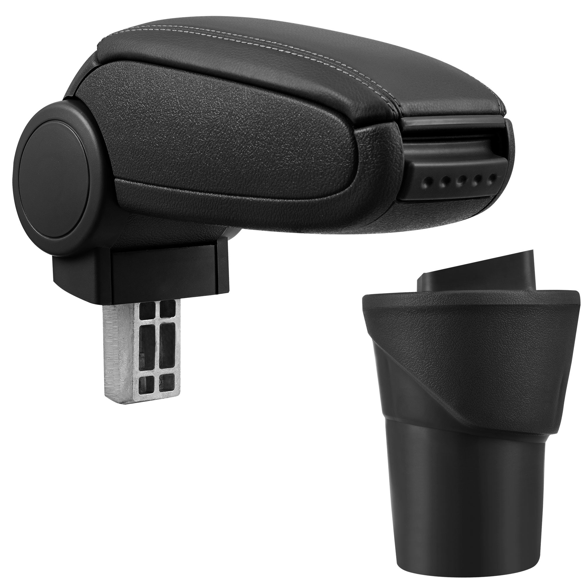 Cotiera auto, pro.tec, pentru Nissan Micra K13, imitatie piele, negru - cu compartiment pentru depozitare