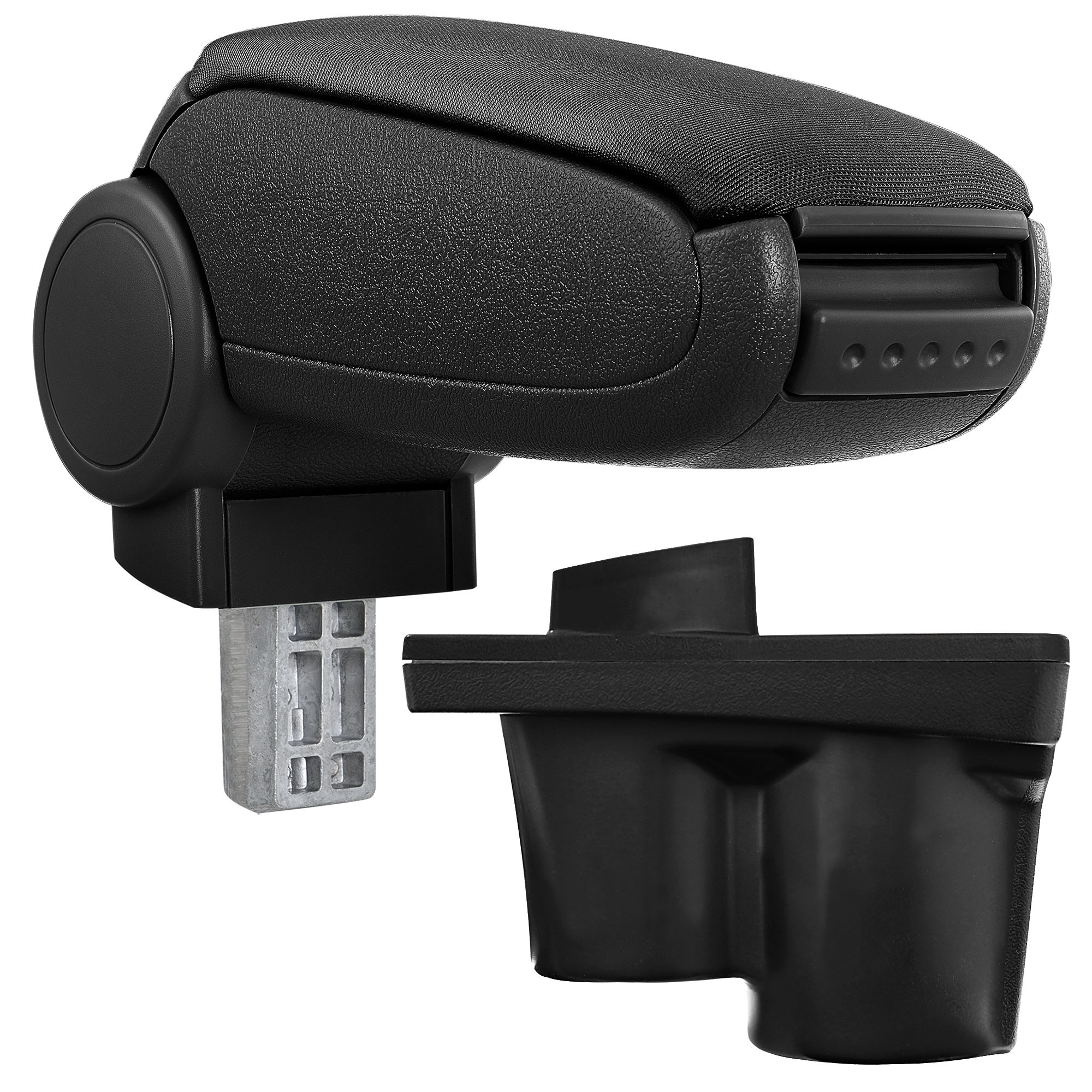 Cotiera auto, pro.tec, pentru Opel Adam, tesatura, negru - cu compartiment pentru depozitare