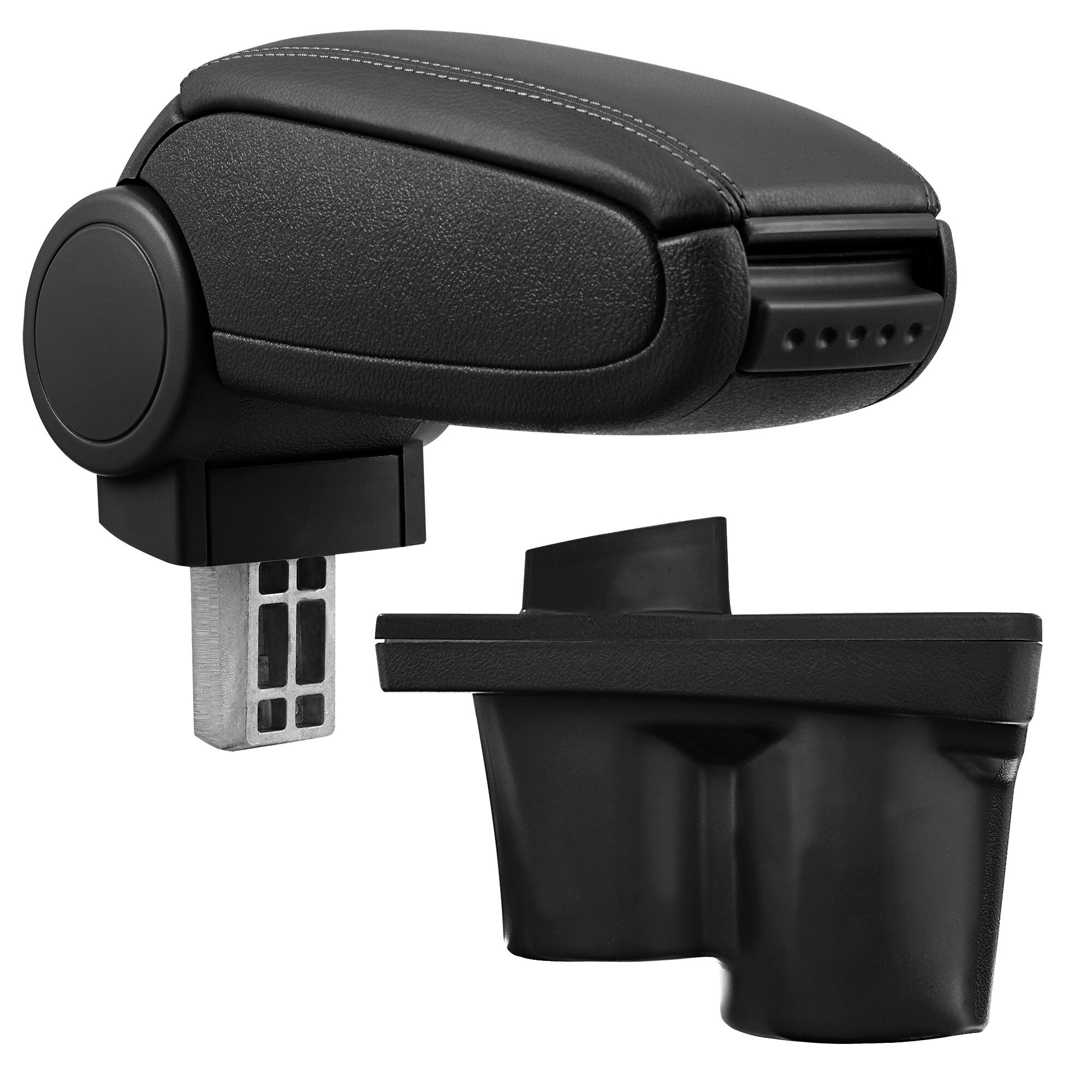 Cotiera auto, pro.tec, pentru Opel Adam, imitatie piele, negru - cu compartiment pentru depozitare