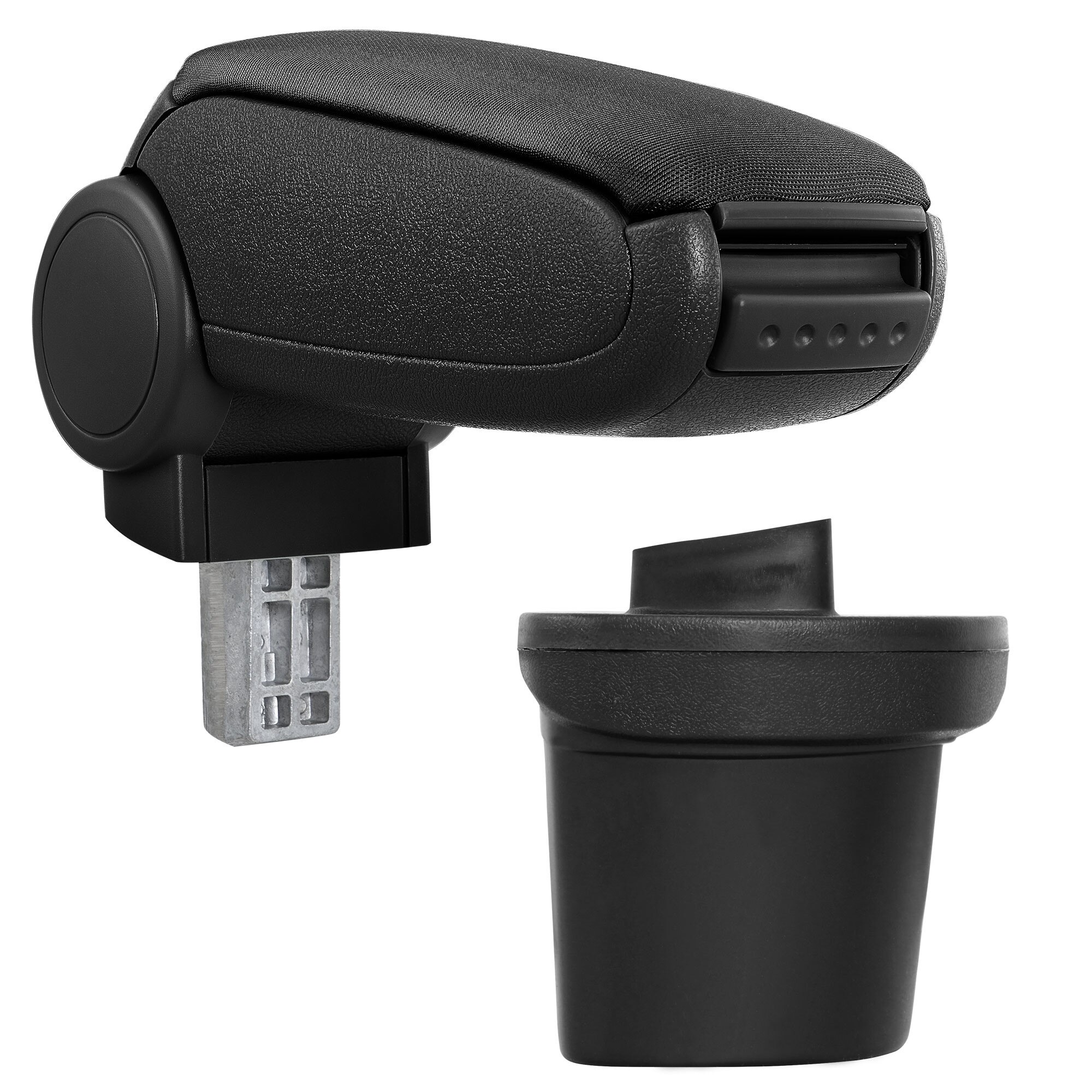 Cotiera auto, pro.tec, pentru Nissan Juke, tesatura, negru - cu compartiment pentru depozitare