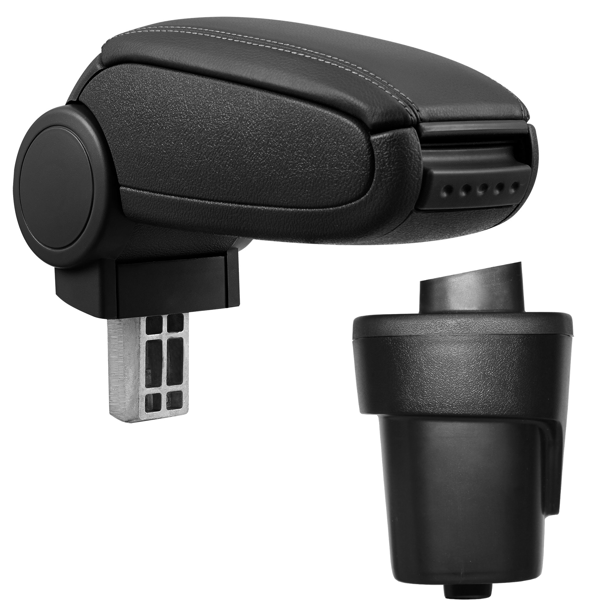 Cotiera auto, pro.tec, pentru Opel Karl, imitatie piele, negru - cu compartiment pentru depozitare