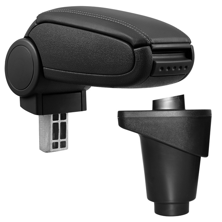 Cotiera auto, pro.tec, pentru Fiat 500L, imitatie piele, negru - cu compartiment pentru depozitare