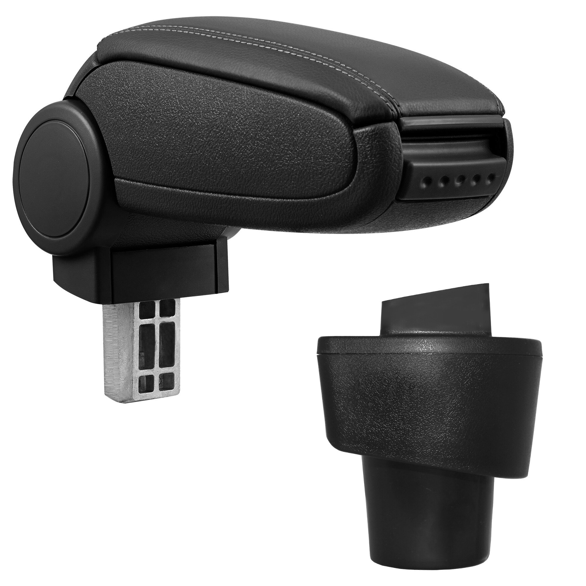 Cotiera auto, pro.tec, pentru Twingo 3, imitatie piele, negru - cu compartiment pentru depozitare