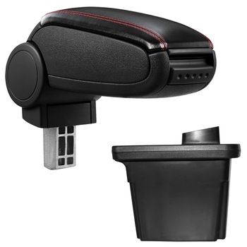 Cotiera auto, pro.tec, pentru Hyundai i30 (2007-2012), imitatie piele, negru cu cusatura rosie - cu compartiment pentru depozitare Cotiera auto, pro.tec, pentru Hyundai i30 (2007-2012), imitatie piele, negru cu cusatura rosie - cu compartiment pentru depozitare