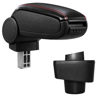Cotiera auto, pro.tec, pentru Renault Captur, imitatie piele, negru cu cusatura rosie - cu compartiment pentru depozitare Cotiera auto, pro.tec, pentru Renault Captur, imitatie piele, negru cu cusatura rosie - cu compartiment pentru depozitare