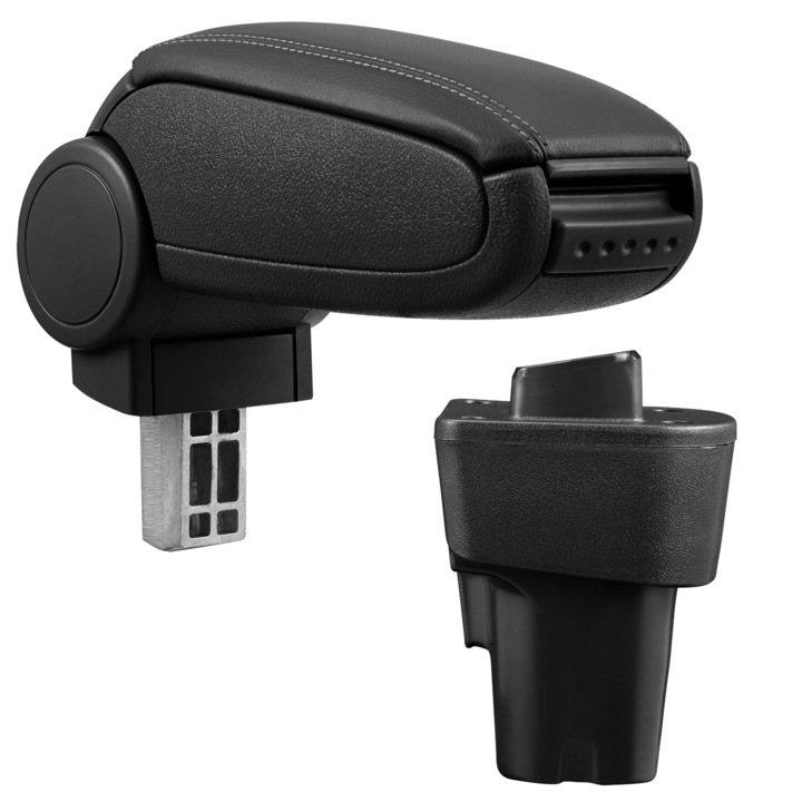 Cotiera auto, pro.tec, pentru Kia Picanto 2, imitatie piele, negru - cu compartiment pentru depozitare