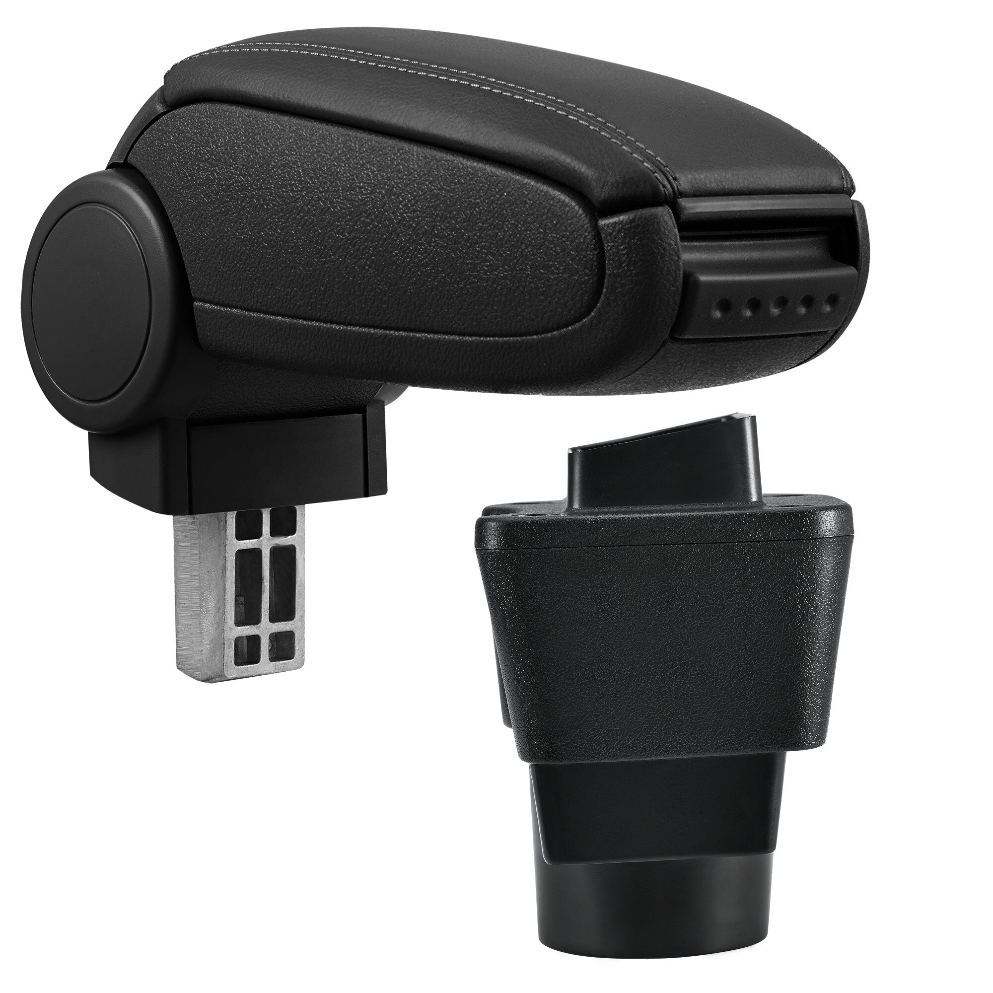 Cotiera auto, pro.tec, pentru Toyota Yaris/Vitz (XP13), imitatie piele, negru - cu compartiment pentru depozitare