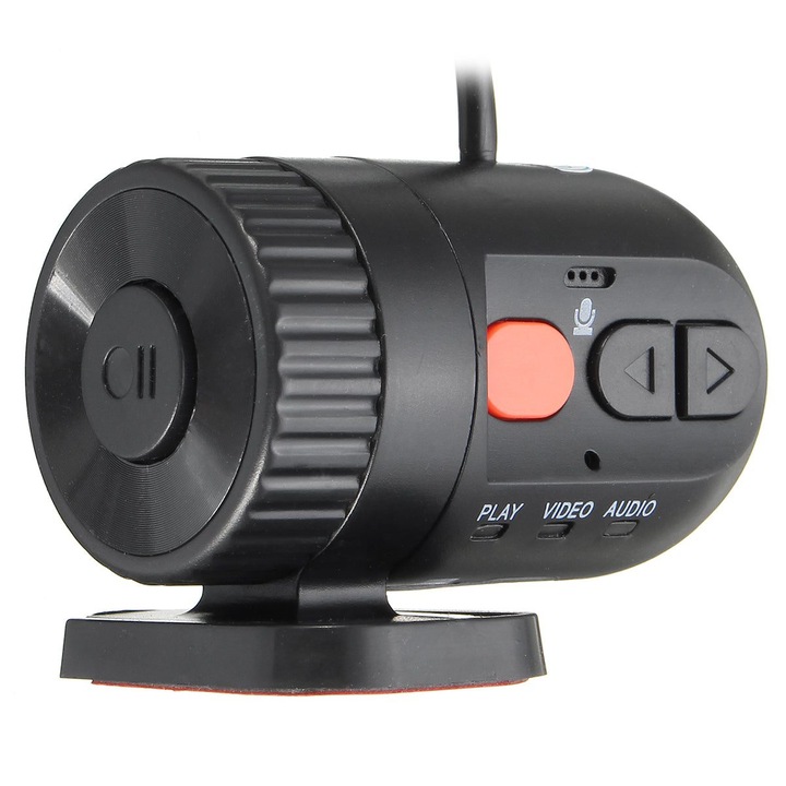 Camera auto DVR K0323-0806-CJ10370, 1280x720 (720p) H.264, unghi 140°, vizibilitate nocturna, G-sensor, inregistrare in bucla, microSD pana la 32GB, negru