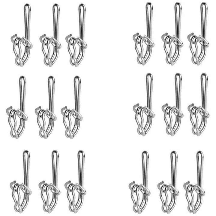 Carlige metalice pentru perdele ZYBLSSBB LSM2xh11275-BCS0069596, pentru perdele cu banda (pliuri creion), nichelate, argintiu, 100 buc, 2.9 x 2.3 x 1.2 cm