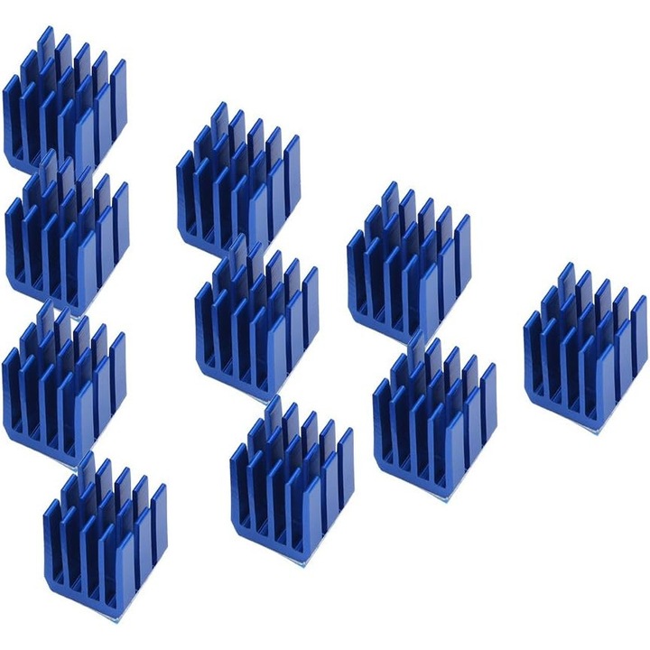 Hűtőborda TMC2100 EMAG-FG-ZLM-25035, alumínium, kék, 10 db-os készlet, 9 x 9 x 12 mm