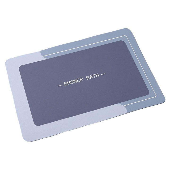 Covoras de baie k0441-0725-QHeamg243569, super absorbant, talpa antiderapanta din cauciuc, usor de curatat, albastru inchis/albastru deschis