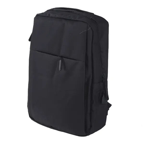 Rucsac pentru laptop din Oxford cu port de incarcare USB si bretele captusite in forma de S, negru