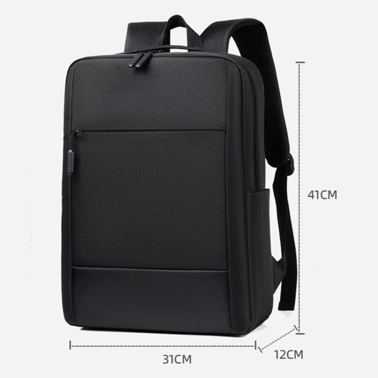 Rucsac din Oxford si poliester, capacitate mare, rezistent la apa, port USB, pentru laptop 16 inch, model K0403-emagCJ-30918, negru, 31 x 12 x 41 cm