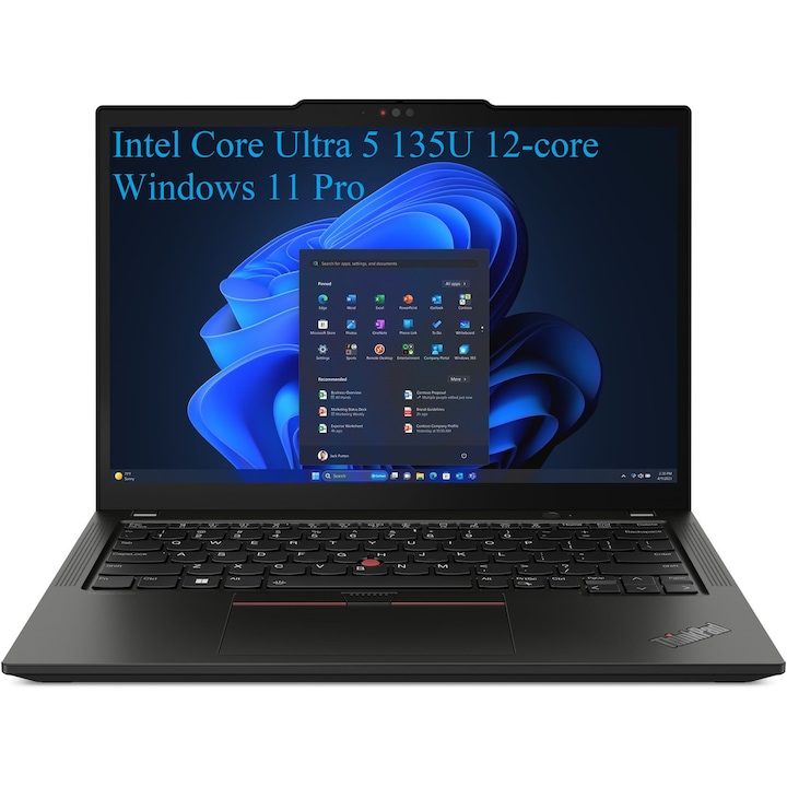 Laptop Lenovo ThinkPad X13 Gen 5 (Intel), 13.3" WUXGA 1920x1200 IPS 300nits, Intel Core Ultra 5 135U 12-core, 16 GB DDR5, 256 GB SSD m2 PCIe, Intel Graphics, Windows 11 Pro, Carbon Aluminium Case 1.17 kg Black