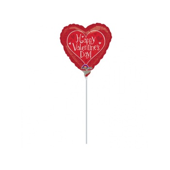 Balon Mini Folie Happy Valentine's Day + bat si rozeta, Amscan, 23 cm, 32255 Balon Mini Folie Happy Valentine's Day + bat si rozeta, Amscan, 23 cm, 32255