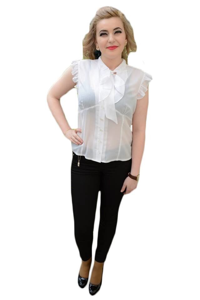 Camasa fina din material lucios, D&J Exclusive, Alb