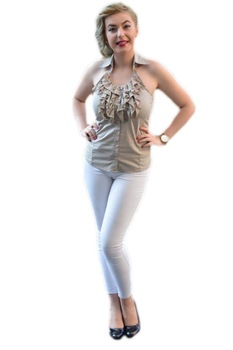 Camasa cu spatele gol, guler ascutit, D&J Exclusive, Crem Camasa cu spatele gol, guler ascutit, D&J Exclusive, Crem