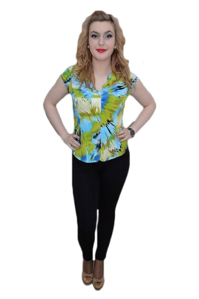 Camasa trendy cu imprimeu floral, D&J Exclusive, Verde