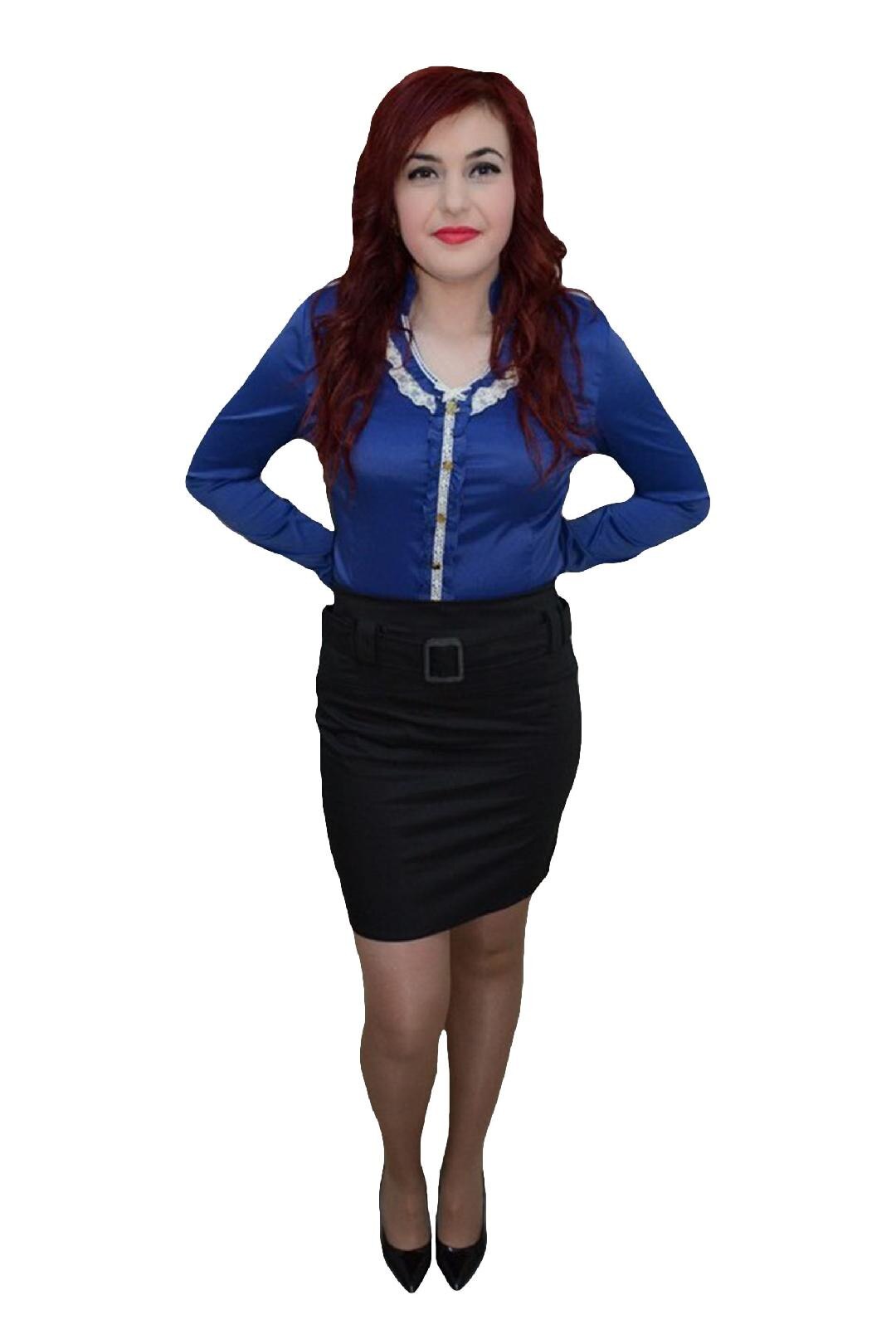 Fusta accesorizata cu betelie lata in talie, D&J Exclusive,, Negru