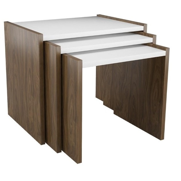 Set 3 masute Zigon Modella, alb-nuc, pal 18 mm, 47 x 35 x 43.2 cm