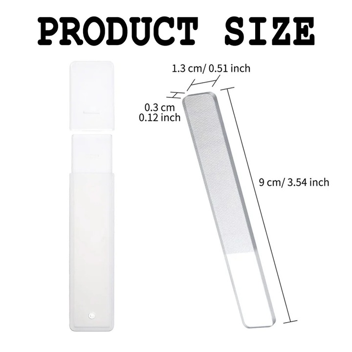 YANYXR BCS3235380 üveg körömreszelő, nanokristály, védőtokkal, fehér, 5 db-os szett, 9 x 1.3 cm