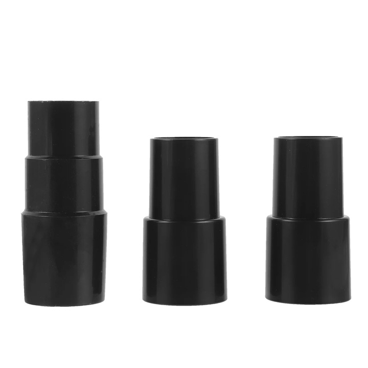 Adaptori pentru furtun aspirator YANYXR BCS3238277, set 3 buc., plastic, compatibil 1¼/1⅜/1½/¼ inch, negru
