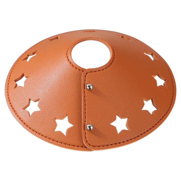 Abajur pentru lampa YANYXR BCS3238488, din piele, cu decupaje in forma de stea, maro cognac