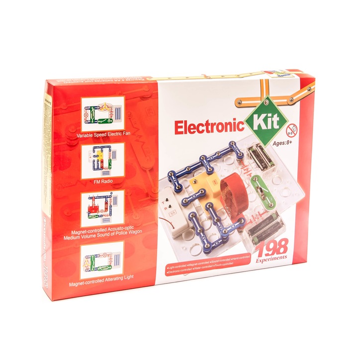Kit Circuite Electronice pentru Copii Dbolo 198, Educativ, STEM, 198 Experimente, 28 piese