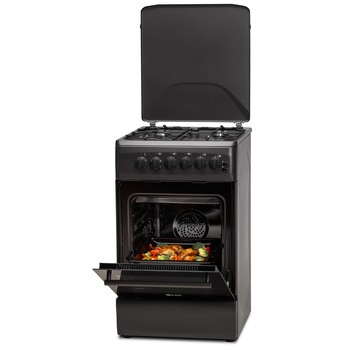 Aragaz LDK 5060 ECAI MAT BLACK RMV, 4 Arzatoare, Capac metalic, Siguranta, Cuptor electric cu convectie, Aprindere electrica, Iluminare, 50x60 cm, 3 ani garantie, Negru mat, Preinstalare duze NG/LPG Aragaz LDK 5060 ECAI MAT BLACK RMV, 4 Arzatoare, Capac metalic, Siguranta, Cuptor electric cu convectie, Aprindere electrica, Iluminare, 50x60 cm, 3 ani garantie, Negru mat, Preinstalare duze NG/LPG