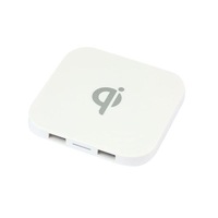 Incarcator Wireless Qi Charging Pad, USB Hub 2 porturi, compatibil cu iPhone 8/X, Samsung Galaxy S6/S7 Edge/Note 5, Alb