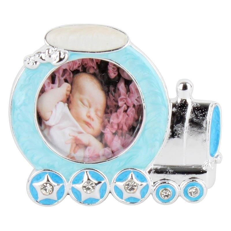 Rama foto in forma de locomotiva pentru poze de dimensiunea 10×8.5 cm de culoare albastra