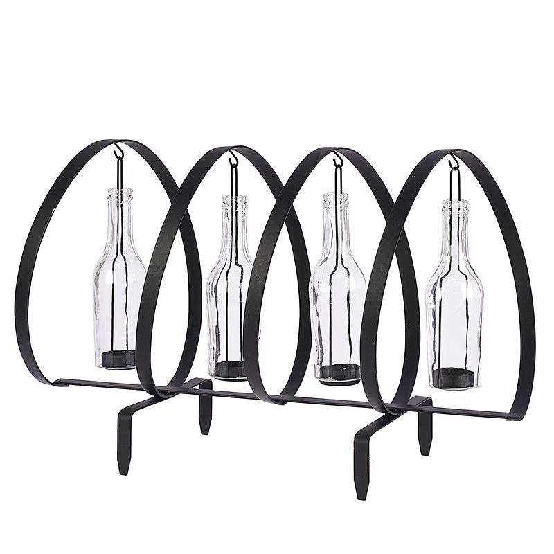 Suport pentru lumanari din metal cu 4 compartimente din sticla