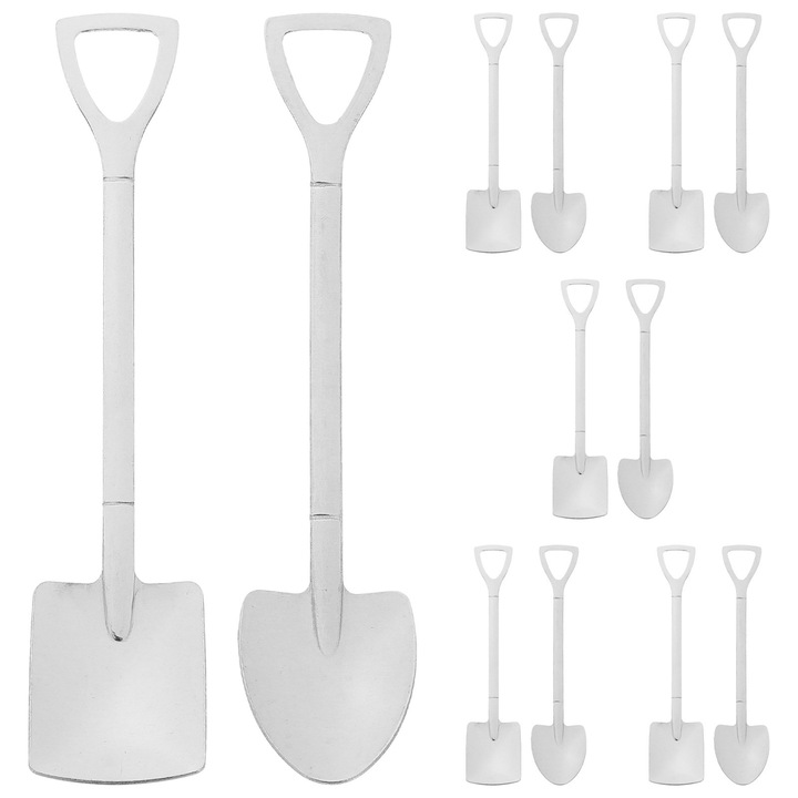 Linguri pentru desert YANYXR BCS3237593, metal (fier) cu forma de lopata, argintiu, set 12, 15.5 x 3.2 x 1 cm