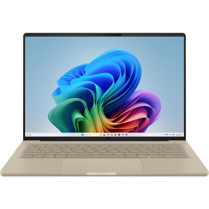Ultrabook ASUS Zenbook A14 UX3407NA Procesor Qualcomm Snapdragon X2 Elite X2E-88-100, 14" WUXGA OLED, 16GB LPDDR5X, 512GB SSD, Qualcomm Adreno, Win11 Home, Bej