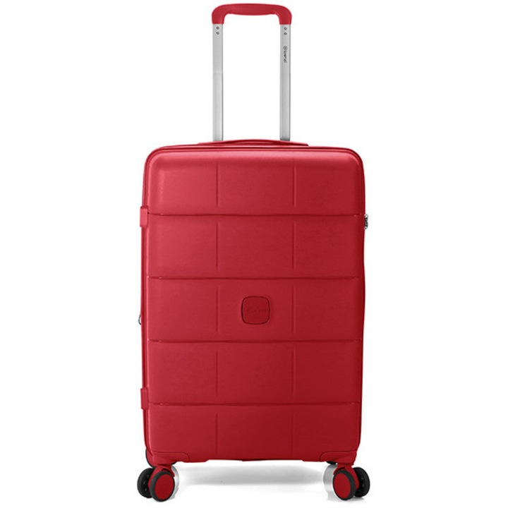 Bővíthető kabinbőrönd 55x36x22 cm, polipropilén, 4 db 360°-os kerék, TSA számzár, Benzi BZ 5901, piros