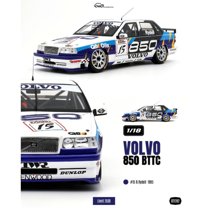 Volvo 850 BTCC #15 R.Rydell autómodell, 1995, LE 1500 db, OT1282, 1:18, Otto Models