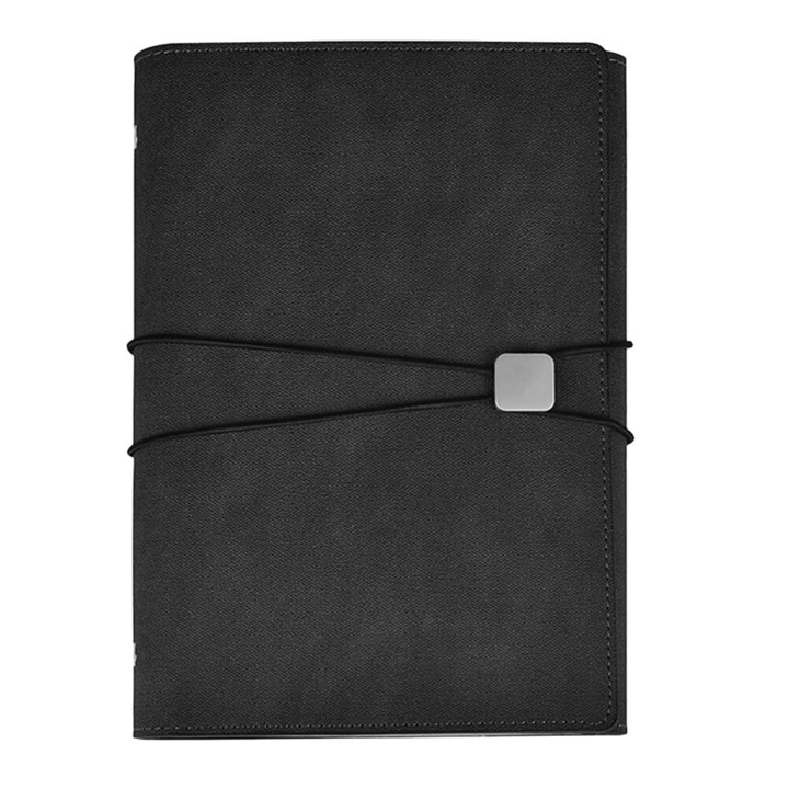 Caiet A5 YANYXR BCS3242421, coperta din piele PU, cu buzunare si suport pentru pix, gri, 23 x 16 x 1 cm