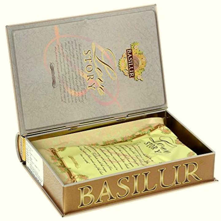 Ceai negru Basilur Love Story - vol.2, aroma de amaranth, migdale si trandafiri, 100 gr