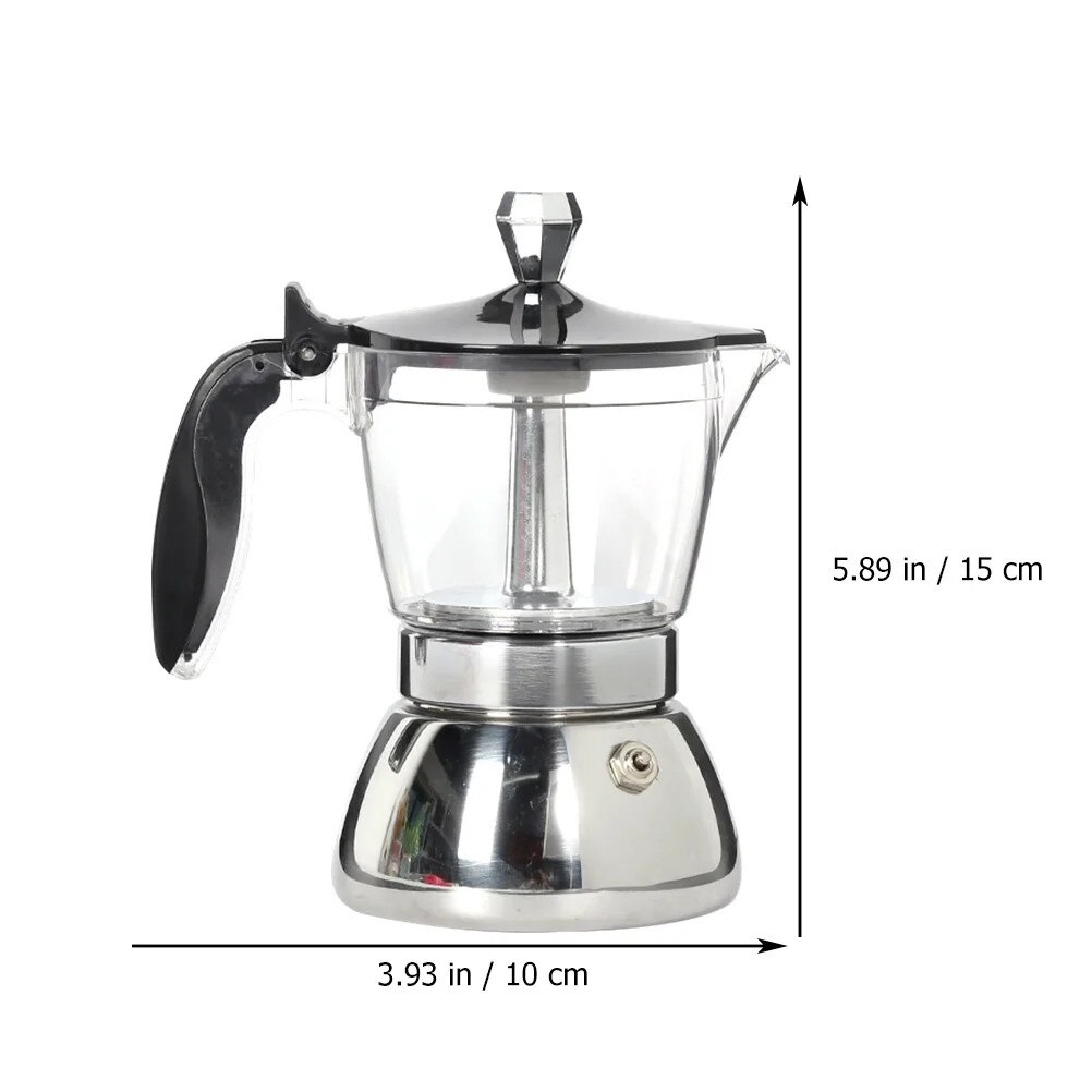 Cafetiera ZYBLSSBB LSM3515-BCS0119662, otel inoxidabil cu rezervor din plastic si maner anti-ardere, 200 ml