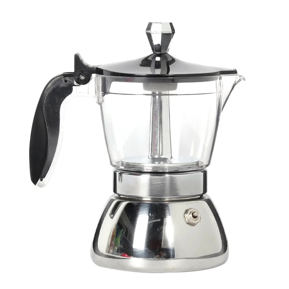 Cafetiera ZYBLSSBB LSM3515-BCS0119662, otel inoxidabil cu rezervor din plastic si maner anti-ardere, 200 ml