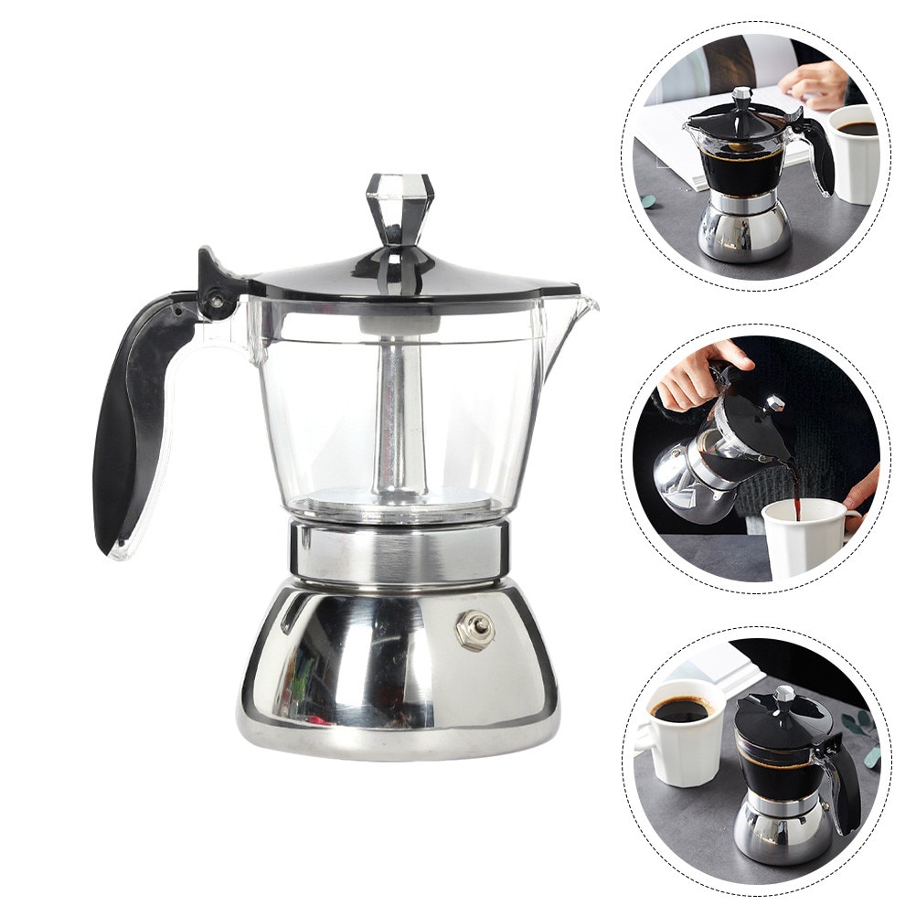 Cafetiera ZYBLSSBB LSM3515-BCS0119662, otel inoxidabil cu rezervor din plastic si maner anti-ardere, 200 ml