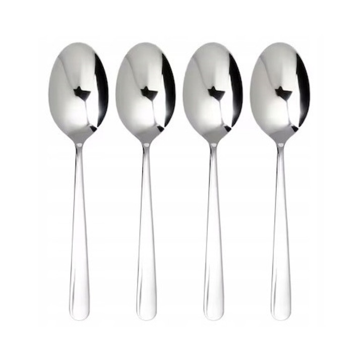 Set 4 Linguri Elegante din Inox, Finisaj Lucios, 19 cm