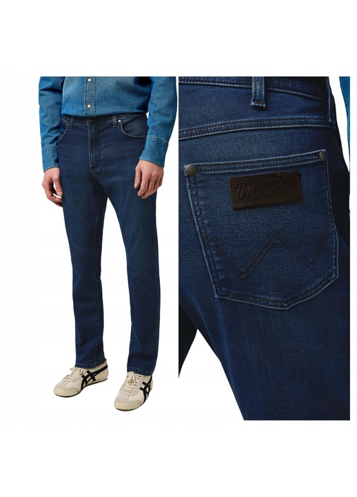 Farmernadrág, Wrangler, Larston, Méret 33/32, Slim Fit szabás, Kúpos stílus, Szűkített, Közepes derékmagasság, Zsebek száma 5, Kék
