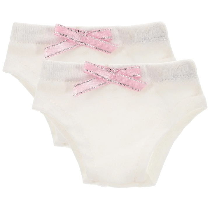 YANYXR, chiloti pentru papusi in textil, set 2 bucati cu fundita roz, alb, 9 x 6 cm