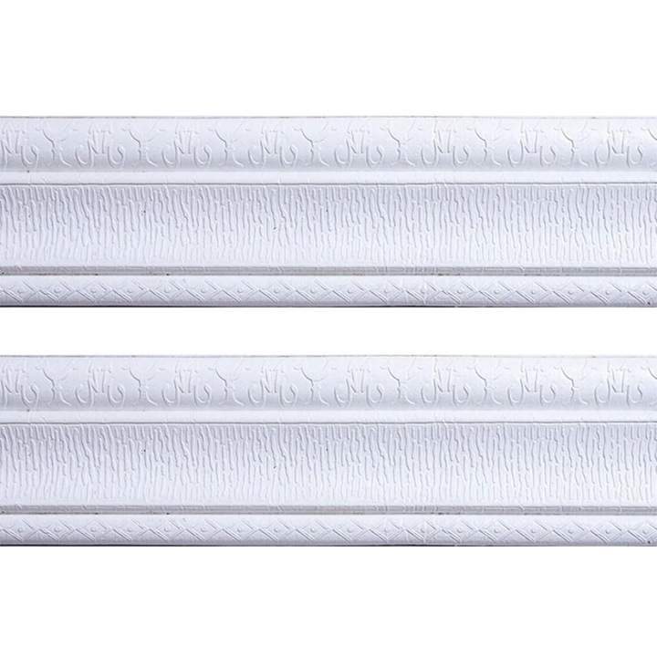 Banda decorativa din spuma autocolanta ZYBLSSBB LSM2xh01-BCS7004188, profile ornamentale 3D, autoadeziva, alb, 225 x 8 cm