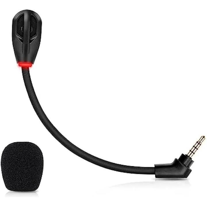 Microfon boom detasabil pentru casti Flight S, mufa jack 3.5 mm unghiulara, cu spuma paravant si anulare a zgomotului, negru, K0538-C260806-0552-AMZ