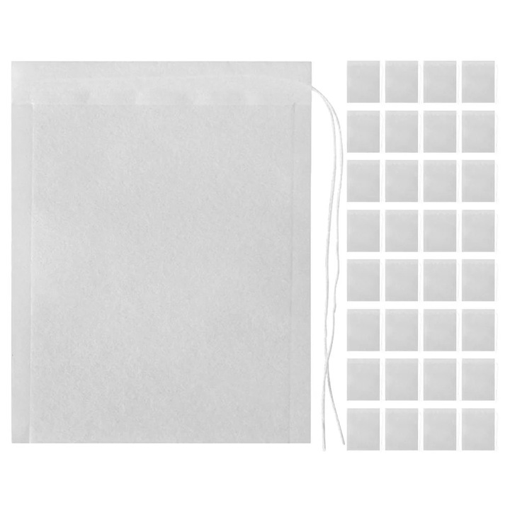 YANYXR BCS3244831 teafilter tasak, eldobható, nem szőtt anyagból, zsinórral, fehér, 100 db, 7 x 5 x 0.1 cm