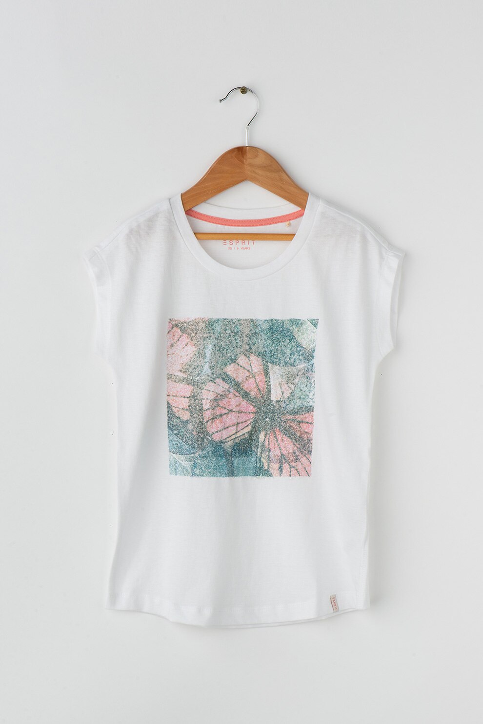 Esprit, Tricou cu imprimeu abstract, Alb, 140-146 CM