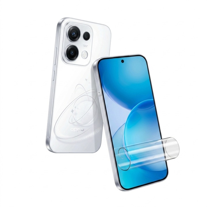 Szilikon Fólia Kijelzőre Oppo Reno 16-hoz, Regenerálódó Szilikon Hidrogél, Rugalmas Hidro-Kristály, Teljes Védelem, Full Glue, Könnyű Telepítés, Komplett Telepítési Készlet