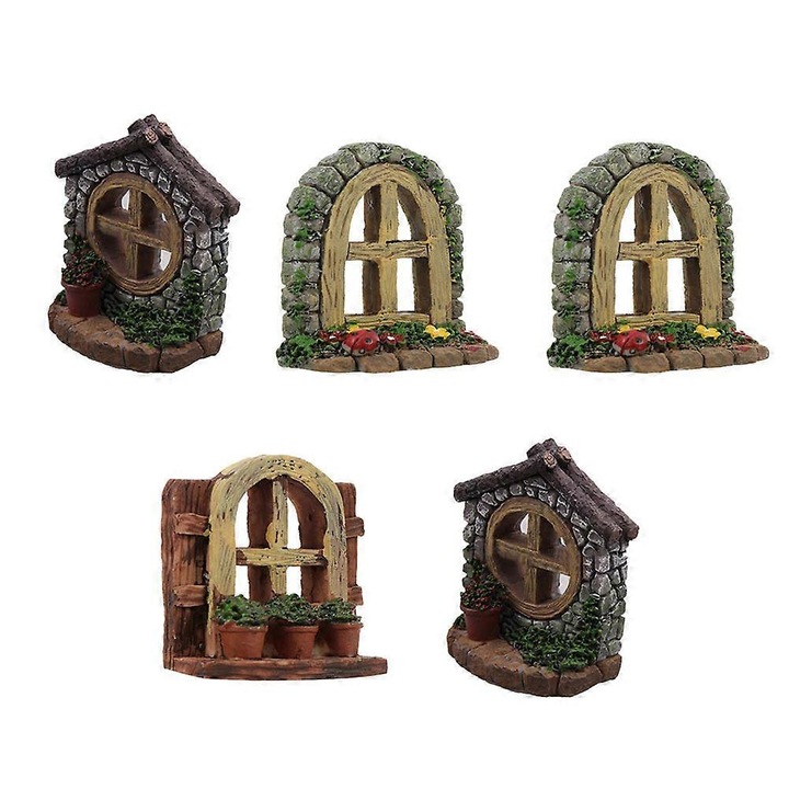 Decor miniatura pentru acvariu FG123K0225-260806-1051, set 5 buc., rasina sintetica, multicolor, 6 x 5 x 2 cm